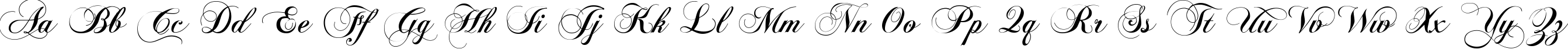 Пример написания английского алфавита шрифтом Chopin Script