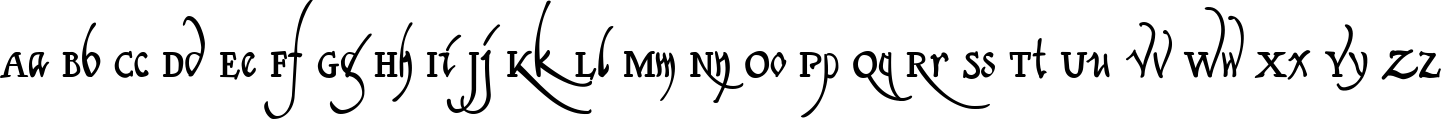 Пример написания английского алфавита шрифтом Clerica Medium