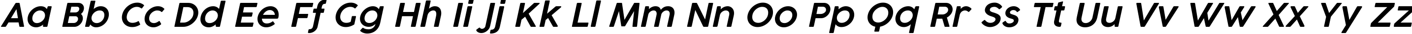 Пример написания английского алфавита шрифтом Cocogoose Pro SemiLight Italic