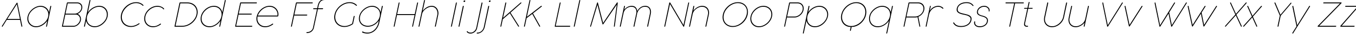 Пример написания английского алфавита шрифтом Cocogoose Pro Thin Italic