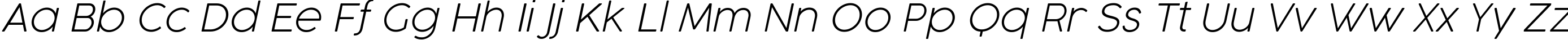 Пример написания английского алфавита шрифтом Cocogoose Pro UltraLight Italic