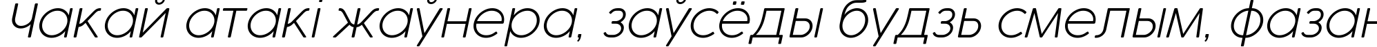 Пример написания шрифтом Cocogoose Pro UltraLight Italic текста на белорусском