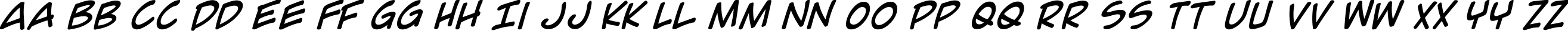Пример написания английского алфавита шрифтом Comic Geek Italic
