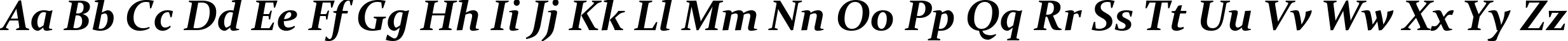 Пример написания английского алфавита шрифтом Constantia Bold Italic