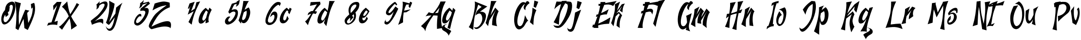 Пример написания английского алфавита шрифтом The Jazh Demo
