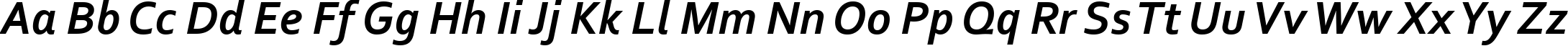 Пример написания английского алфавита шрифтом Corbel Bold Italic