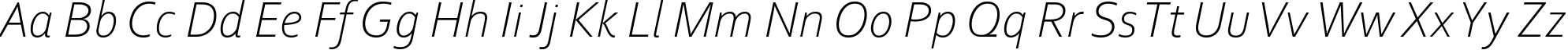 Пример написания английского алфавита шрифтом Corbel Light Italic