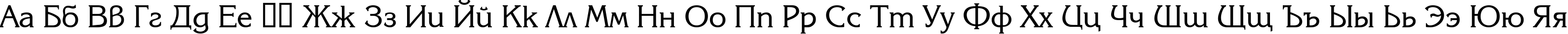 Пример написания русского алфавита шрифтом Coriolan