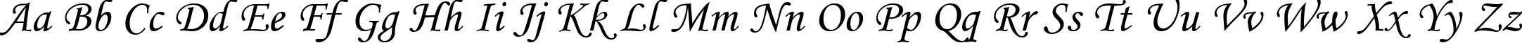 Пример написания английского алфавита шрифтом Corsiva Cyr