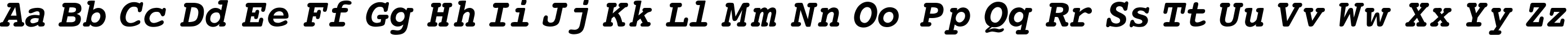 Пример написания английского алфавита шрифтом Courier-Bold-Italic