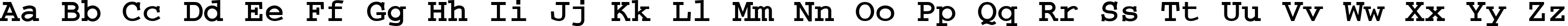 Пример написания английского алфавита шрифтом Courier-Bold