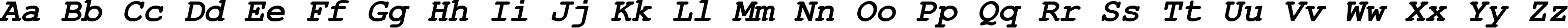 Пример написания английского алфавита шрифтом Courier New Bold Italic