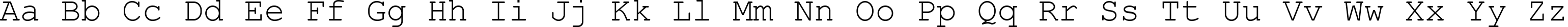 Пример написания английского алфавита шрифтом Courier New CE