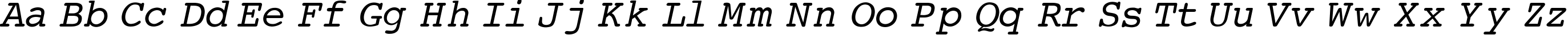 Пример написания английского алфавита шрифтом Courier-Normal-Italic