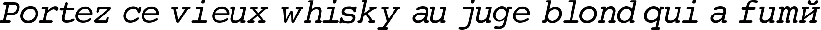 Пример написания шрифтом Courier-Normal-Italic текста на французском
