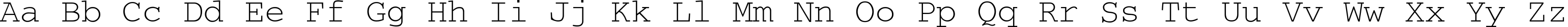 Пример написания английского алфавита шрифтом Courier