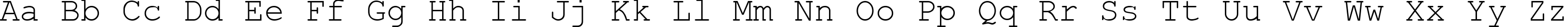 Пример написания английского алфавита шрифтом Courier Stylus