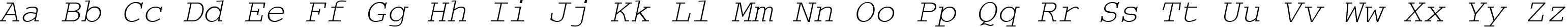 Пример написания английского алфавита шрифтом CourierTM Italic