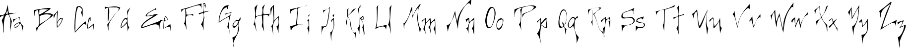 Пример написания английского алфавита шрифтом Creepygirl Light