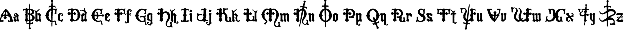 Пример написания английского алфавита шрифтом Crusades