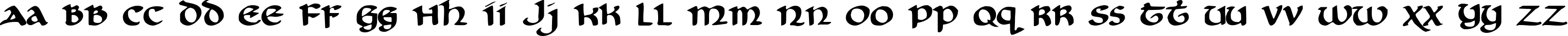 Пример написания английского алфавита шрифтом Cry Uncial