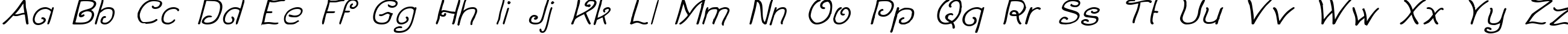 Пример написания английского алфавита шрифтом Curlmudgeon Italic