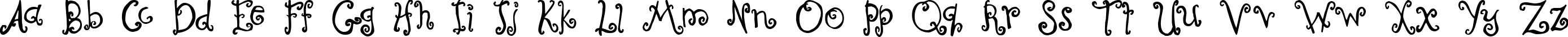 Пример написания английского алфавита шрифтом Curly Coryphaeus