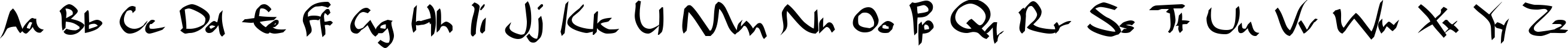 Пример написания английского алфавита шрифтом Dael Calligraphy