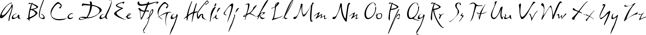 Пример написания английского алфавита шрифтом Dali