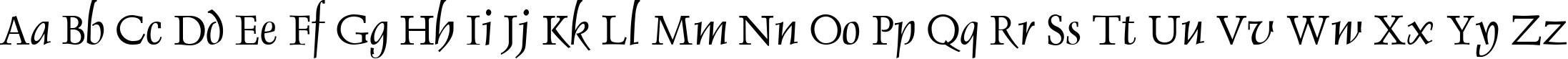 Пример написания английского алфавита шрифтом Dauphin