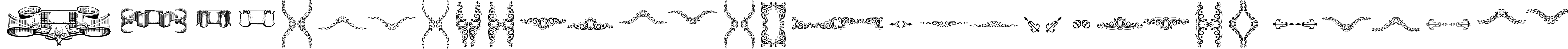 Пример написания английского алфавита шрифтом Deborah Extras/Ornaments