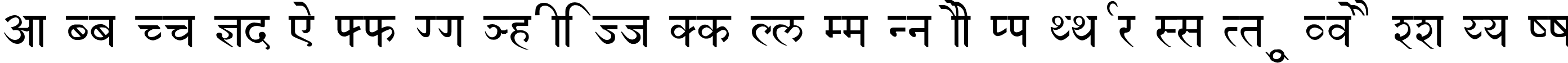 Пример написания английского алфавита шрифтом Devanagari Normal