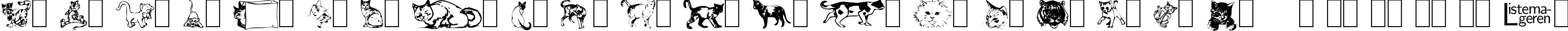 Пример написания английского алфавита шрифтом Dingbat Cats 2