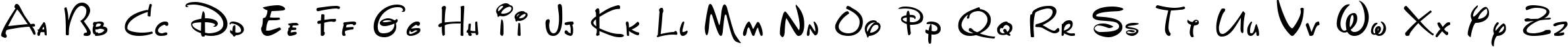 Пример написания английского алфавита шрифтом DisneyPark