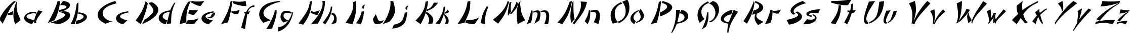 Пример написания английского алфавита шрифтом DomoAregato Italic