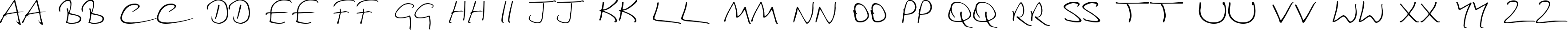 Пример написания английского алфавита шрифтом Douglas Adams Hand