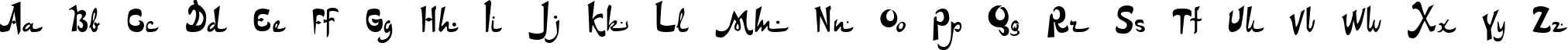 Пример написания английского алфавита шрифтом DS Arabic