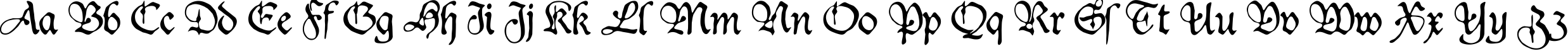 Пример написания английского алфавита шрифтом Duke