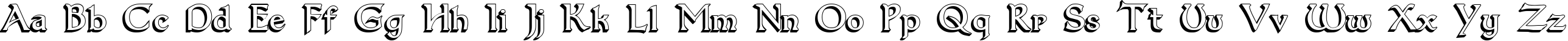 Пример написания английского алфавита шрифтом Dumbledor 1 3D