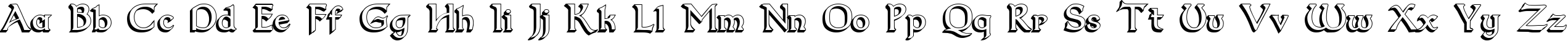 Пример написания английского алфавита шрифтом Dumbledor 2 3D