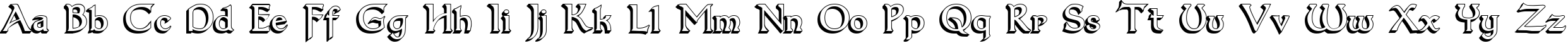 Пример написания английского алфавита шрифтом Dumbledor 3 3D