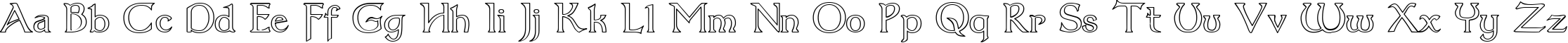 Пример написания английского алфавита шрифтом Dumbledor 3 Outline