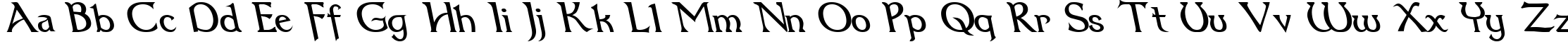 Пример написания английского алфавита шрифтом Dumbledor 3 Rev Italic