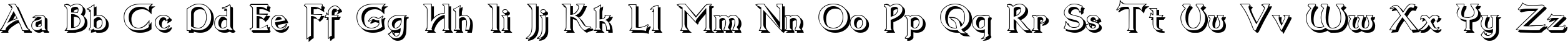 Пример написания английского алфавита шрифтом Dumbledor 3 Shadow