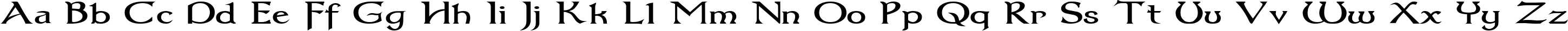 Пример написания английского алфавита шрифтом Dumbledor 3 Wide
