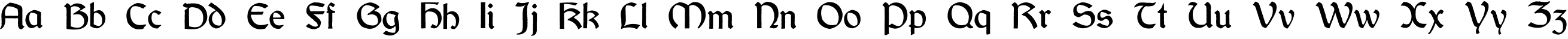 Пример написания английского алфавита шрифтом Dundalk