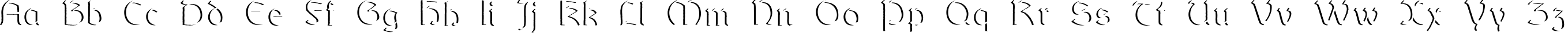 Пример написания английского алфавита шрифтом DundalkEmbossed