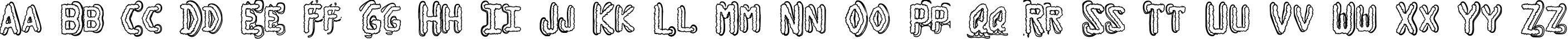 Пример написания английского алфавита шрифтом Dymo Grunge Bubble Extras