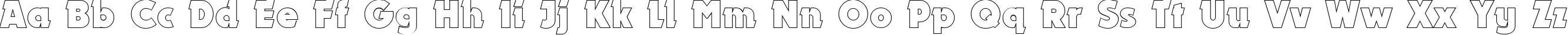 Пример написания английского алфавита шрифтом DynarOutline Bold