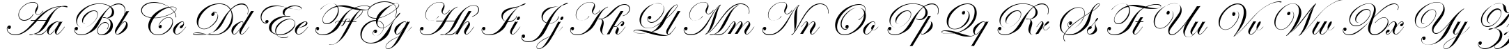 Пример написания английского алфавита шрифтом Edwardian Scr Alt ITC TT